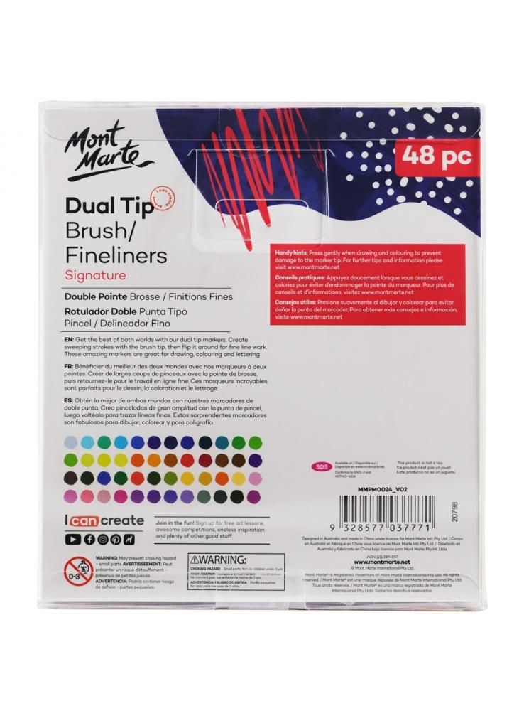 Dual Tip Brush Marker Pens By Vaci Markers Set of 24 Fineliners