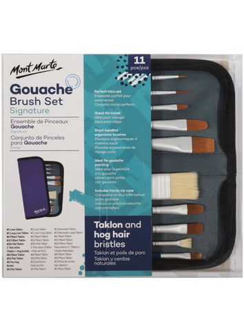 Mixed Bristle Gouache Brush Set in Wallet (11pc)