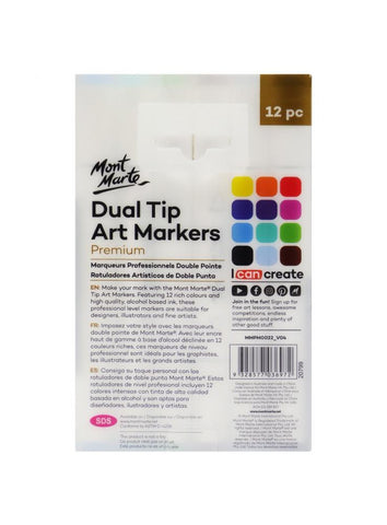 Dual Fine Tip Alcohol Art Markers Premium 12pc – Mont Marte Global